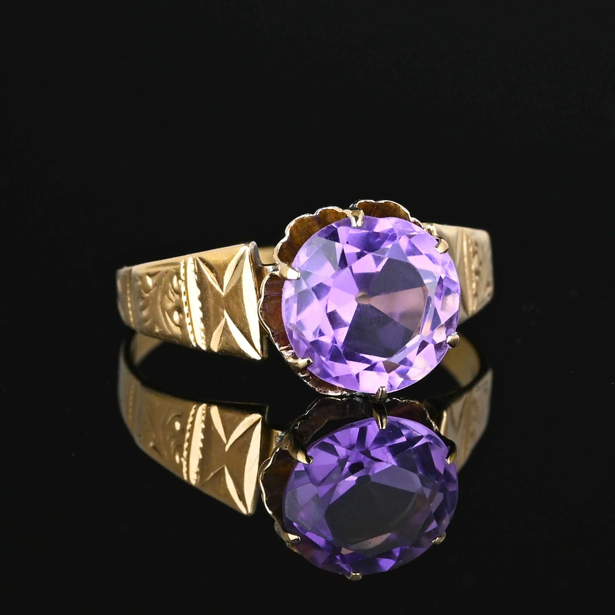 Antique Edwardian 14K Gold Pale Amethyst Ring