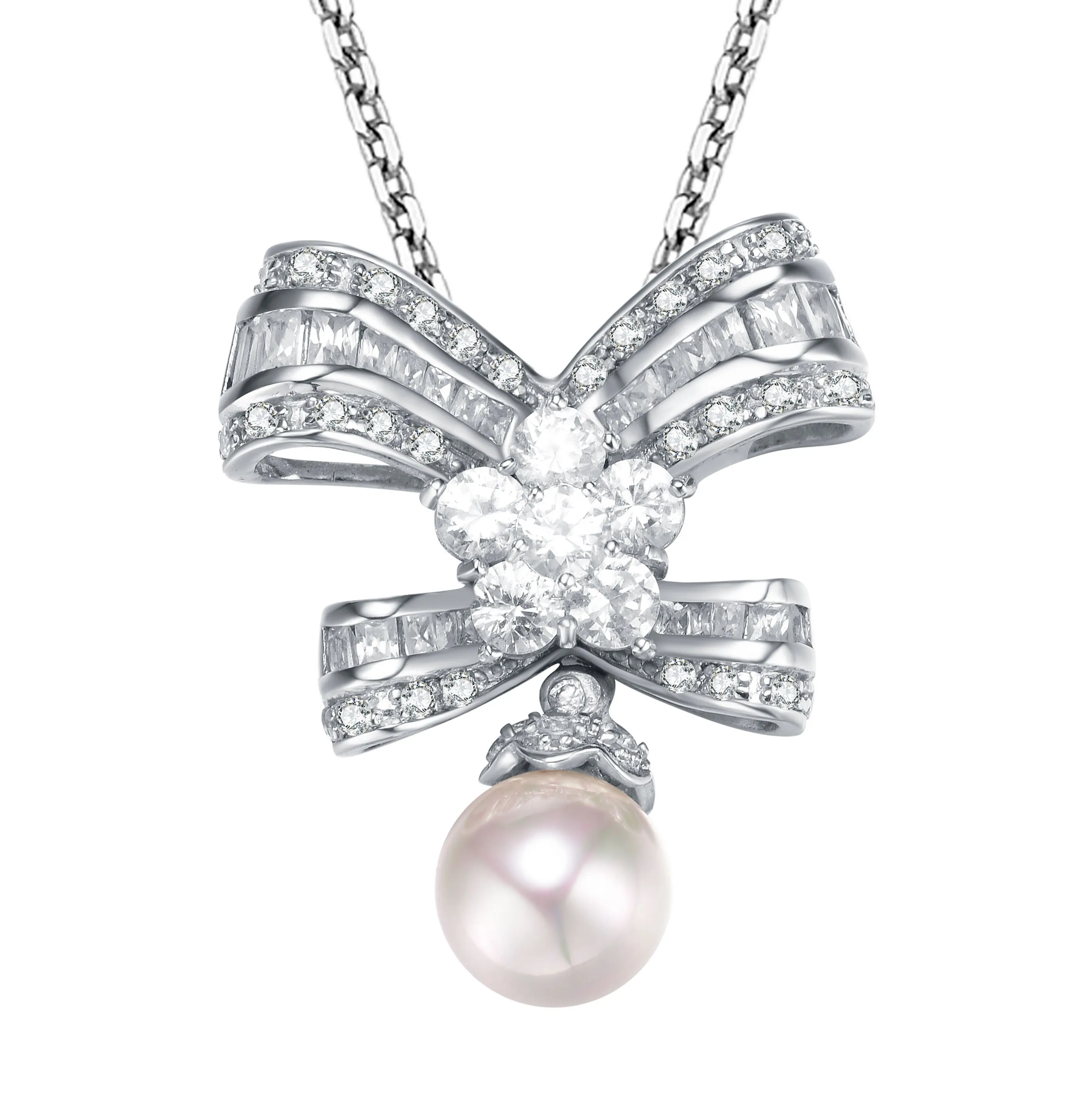 Antoinette Pearl Bow Necklace