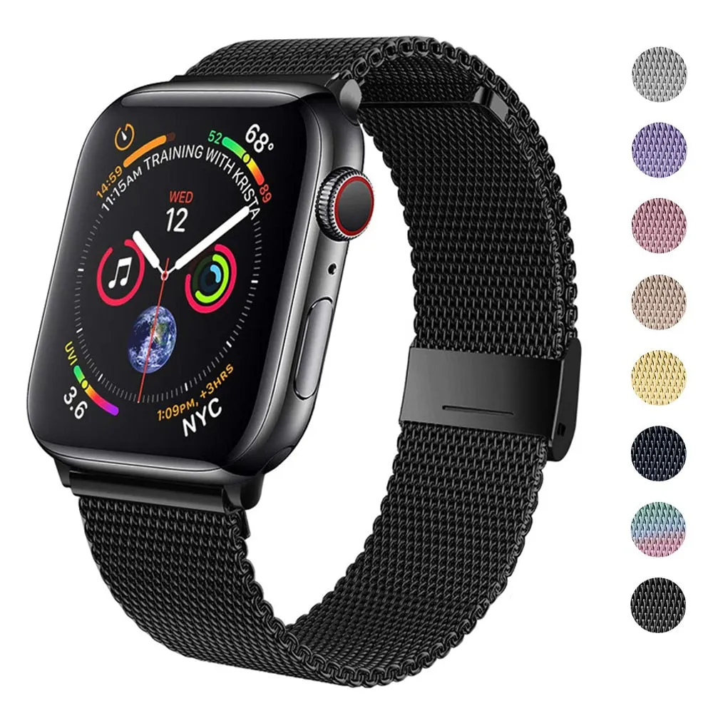 Apple Series 7 6 5 4 Premium Steel Metal Milanese Loop Strap Bracelet