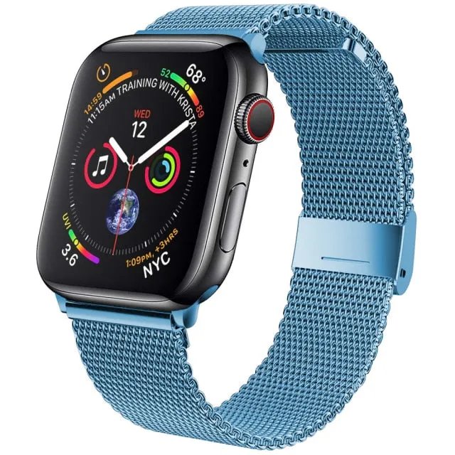 Apple Series 7 6 5 4 Premium Steel Metal Milanese Loop Strap Bracelet