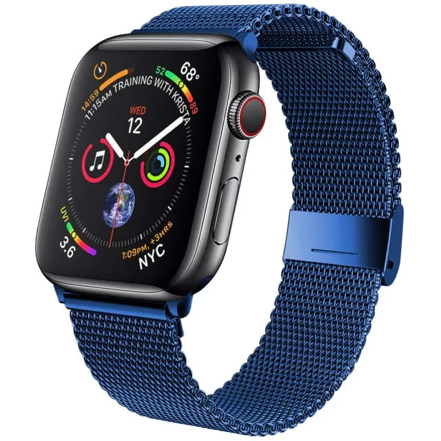 Apple Series 7 6 5 4 Premium Steel Metal Milanese Loop Strap Bracelet