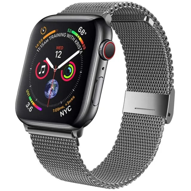 Apple Series 7 6 5 4 Premium Steel Metal Milanese Loop Strap Bracelet