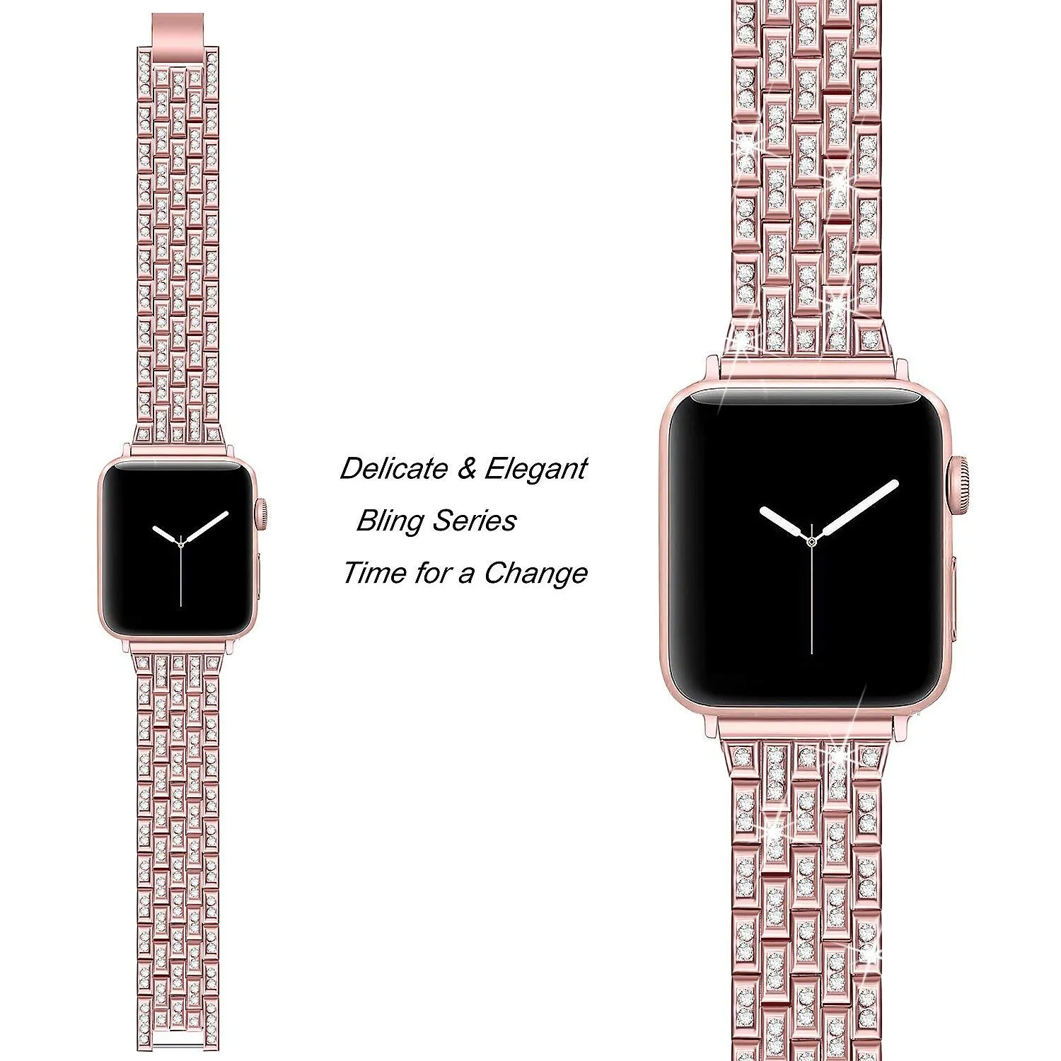 Apple Watch Band Series 7 6 5 4 Women's Diamond Steel Bracelet