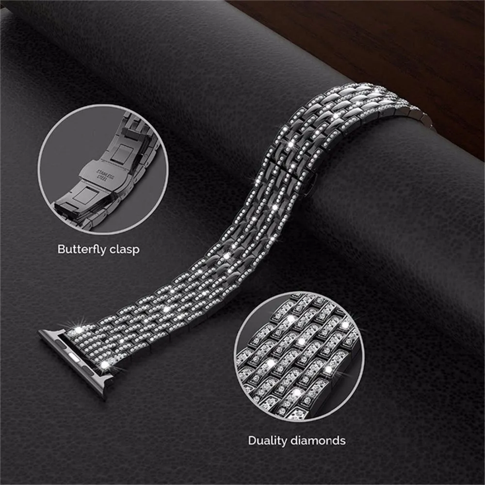 Apple Watchband Women Pave Sparkle Bling Bracelet Watchband Series 7 6