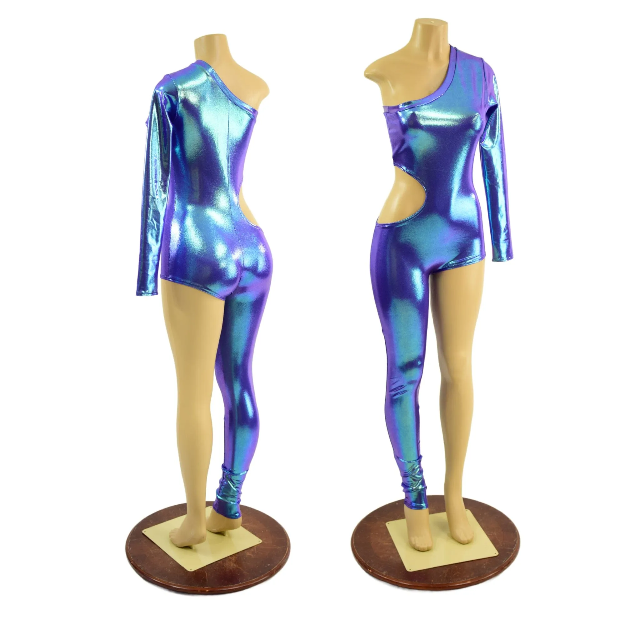 Asymmetrical Catsuit with Cutout and Boy Cut Leg