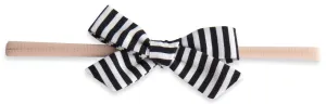 Baby Bling Black Stripe Cotton Print Skinny Bow Headband