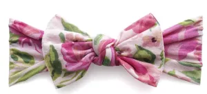 Baby Bling Pink Rose Printed Knot Headband