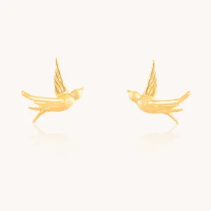 Bird Gold Stud Earrings