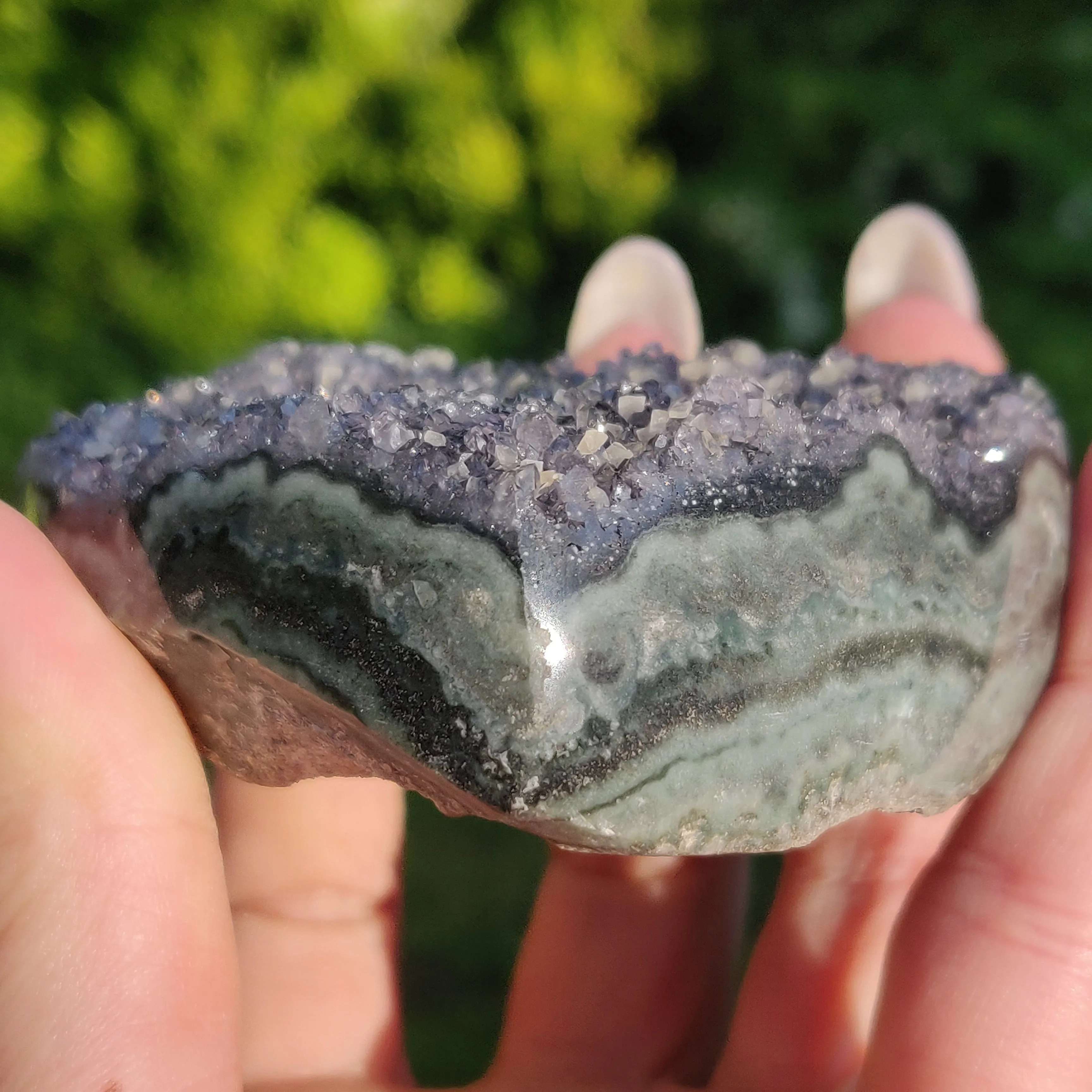 Black Amethyst Geode & Agate Heart (#1)