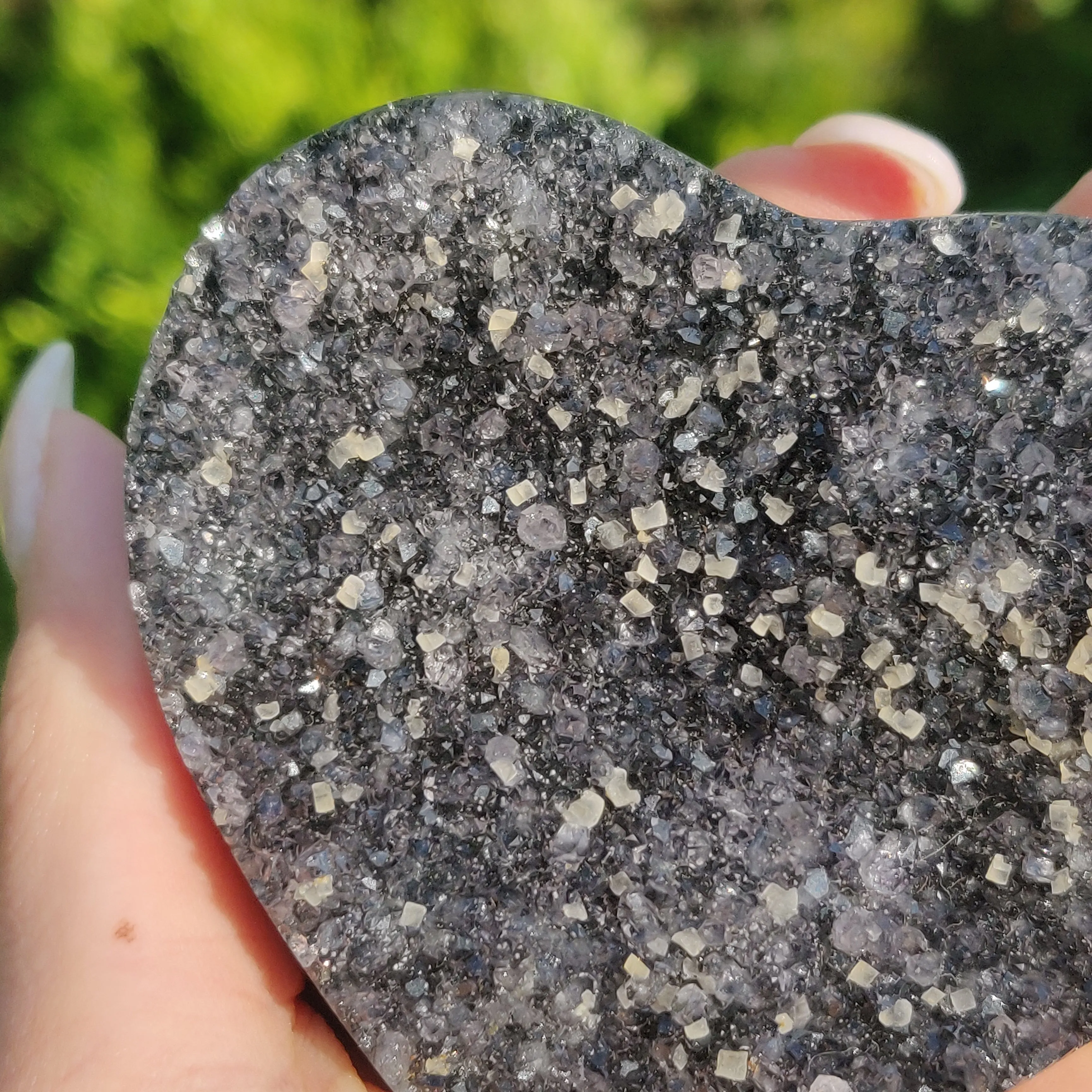 Black Amethyst Geode & Agate Heart (#1)