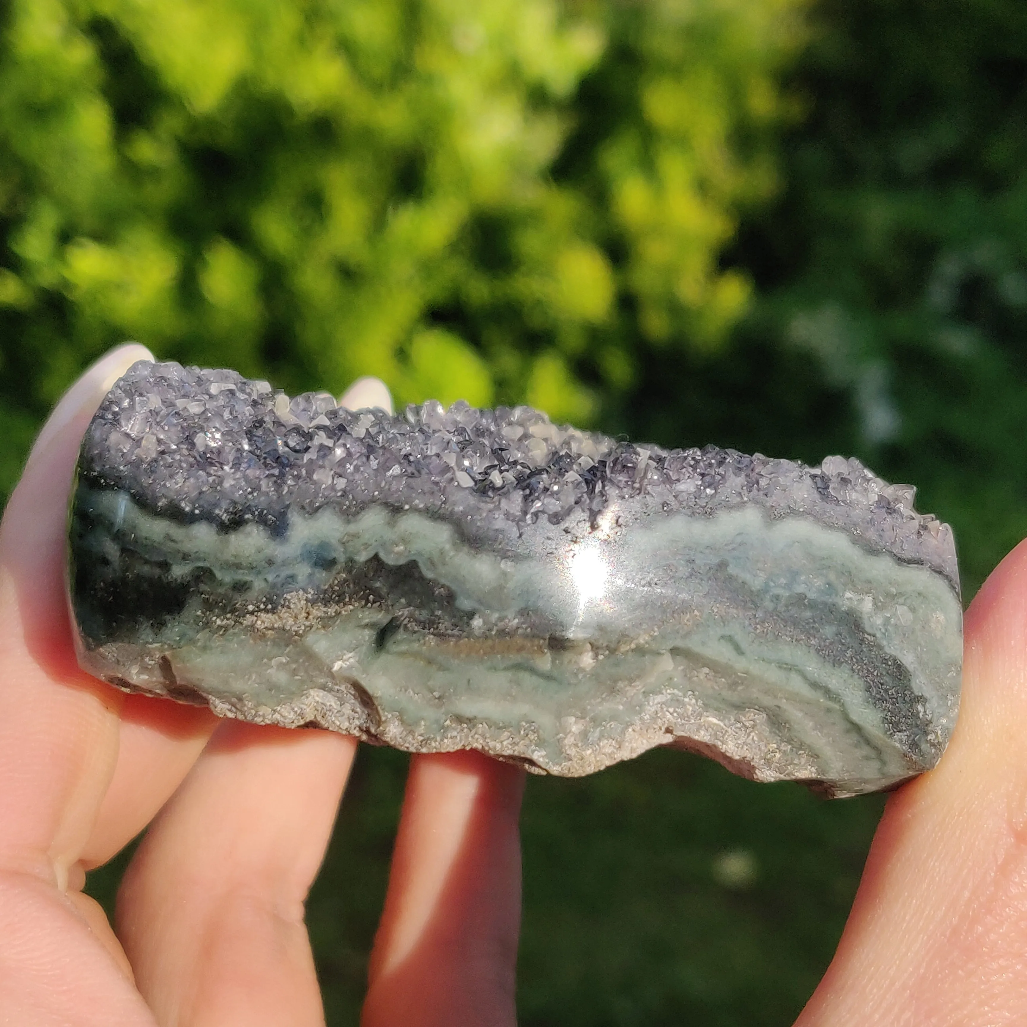 Black Amethyst Geode & Agate Heart (#1)