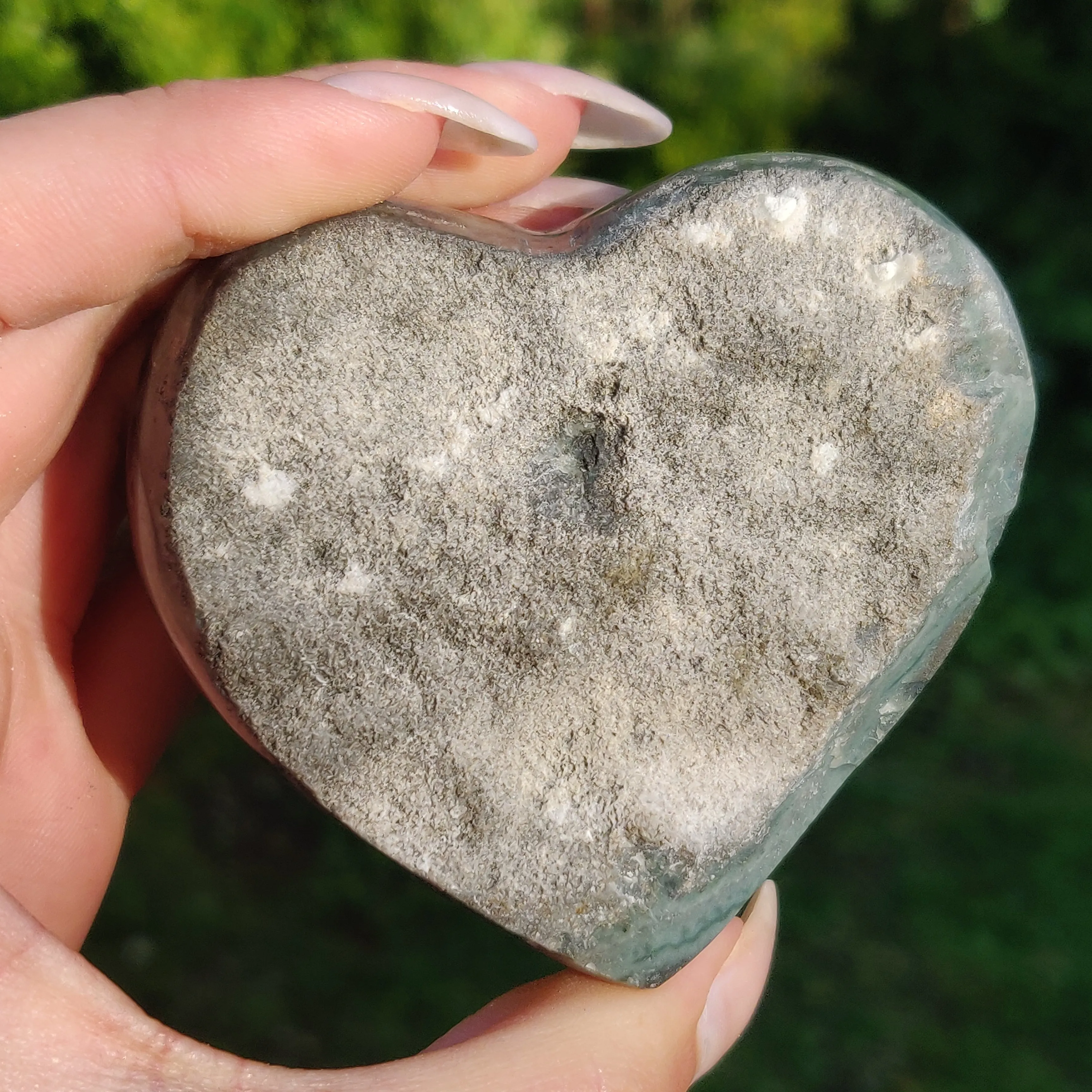 Black Amethyst Geode & Agate Heart (#1)