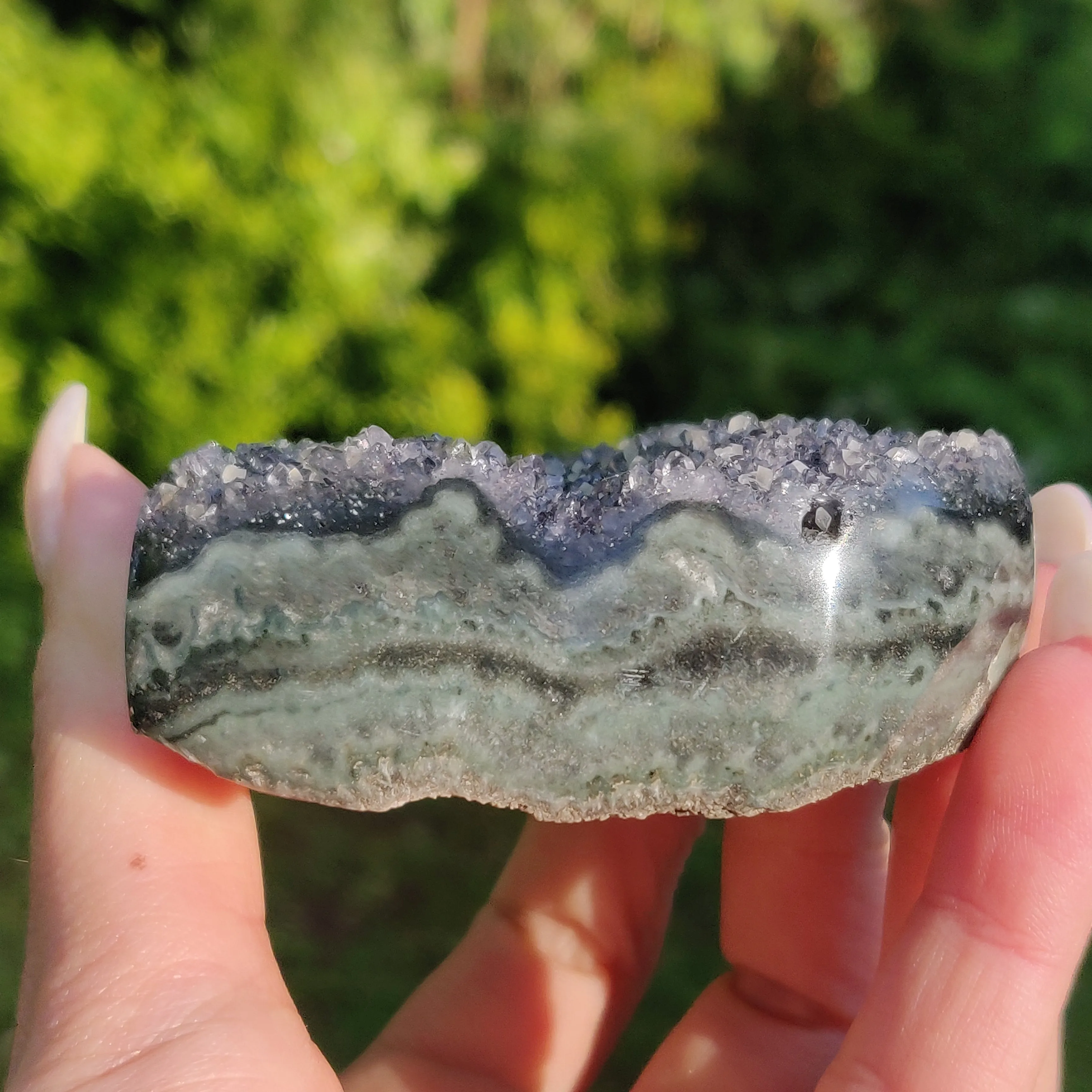 Black Amethyst Geode & Agate Heart (#1)