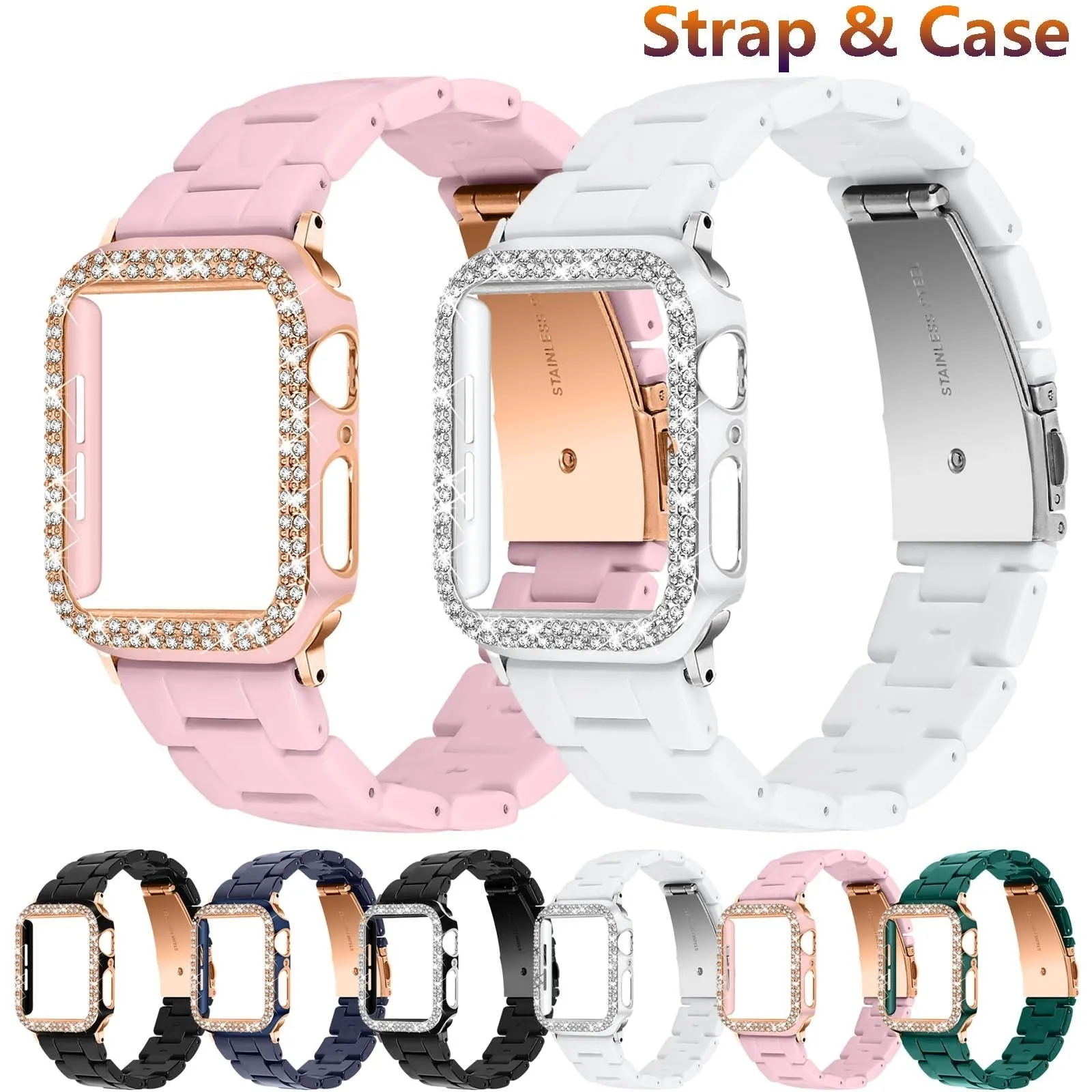 Bracelet Diamond Case Series 6 5 Resin Strap w/Cover Metal Clasp