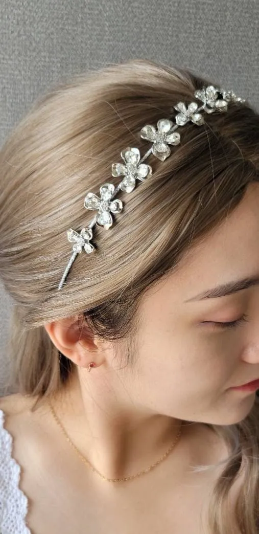 bridal headband glass petal hairband bling hair accessory for women