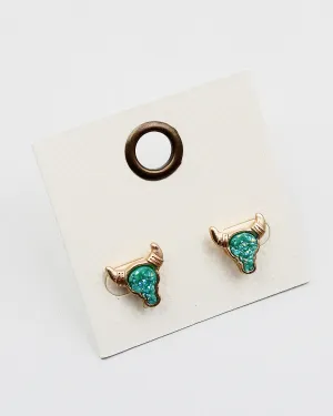 Bull Head Druzy Stud Earrings