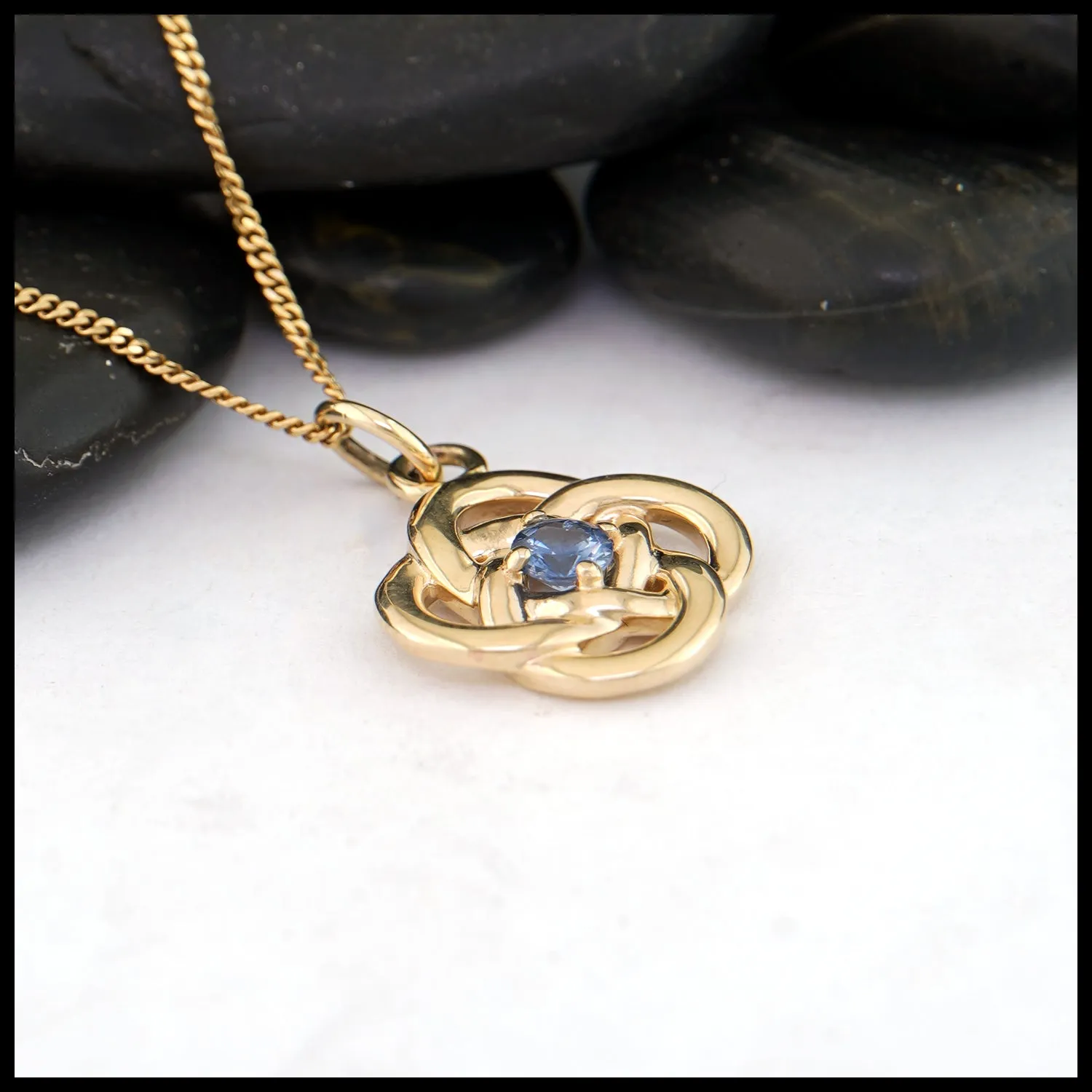 Ceylon Sapphire Josephine's Knot Pendant in Gold