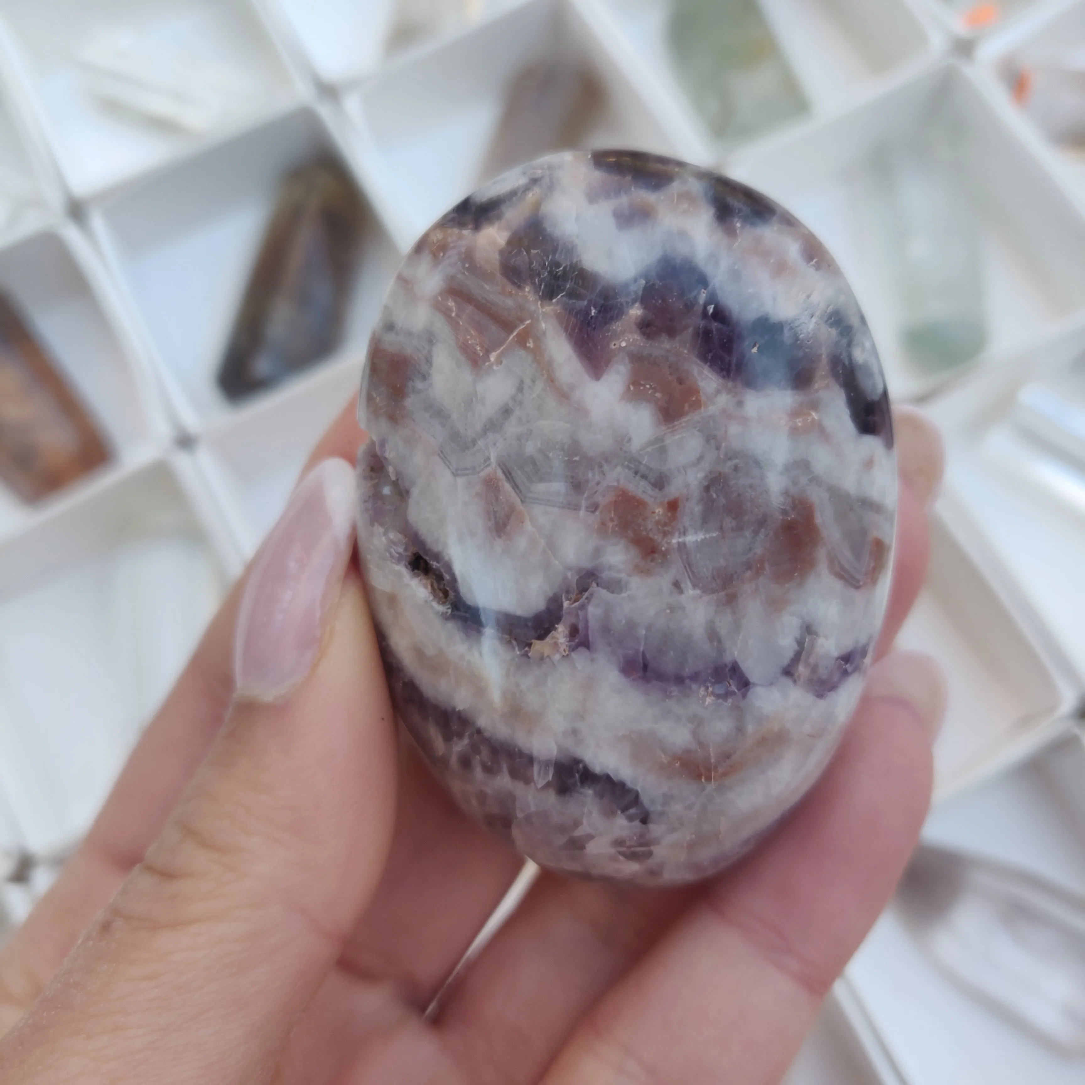 Chevron Amethyst Palm Stone (#22)