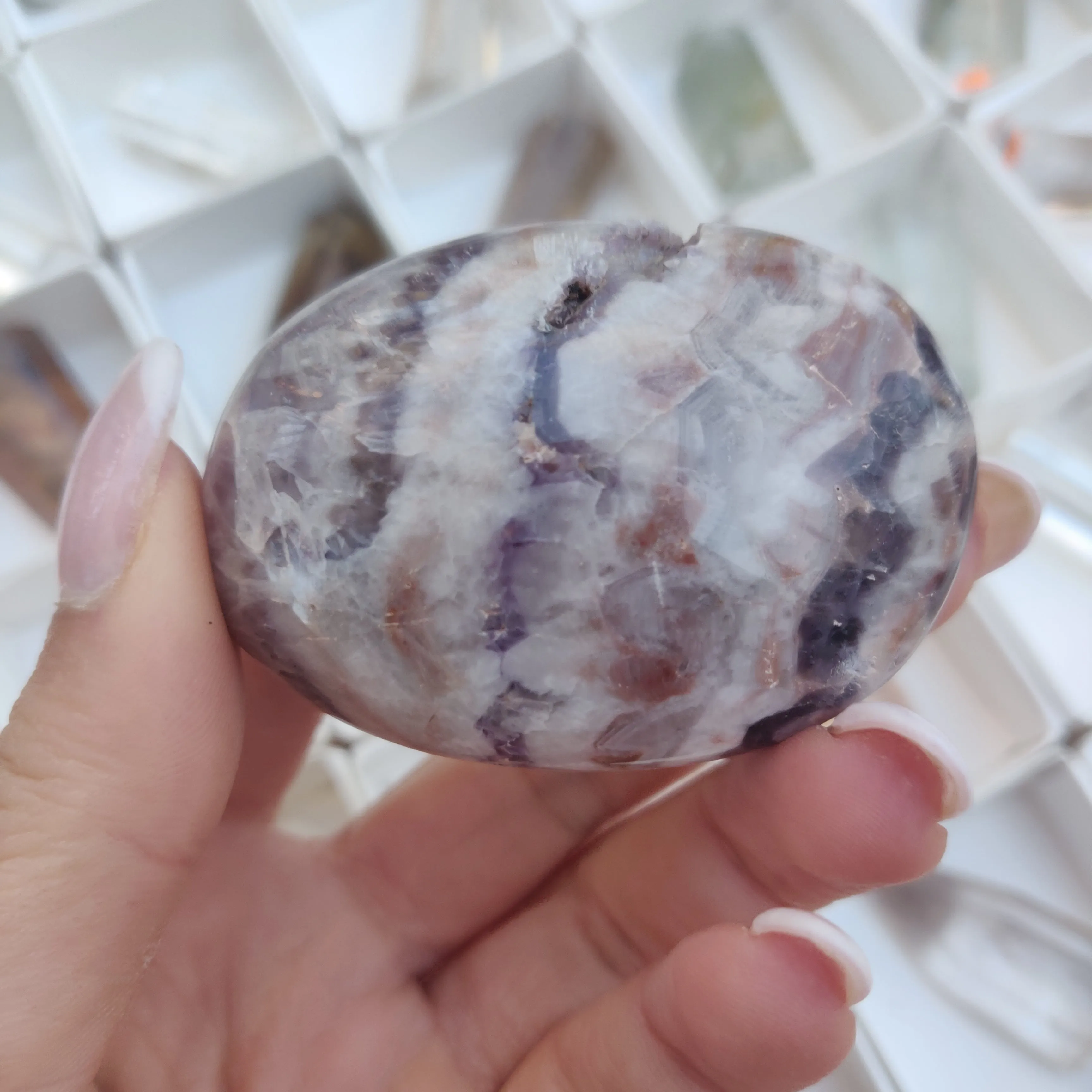 Chevron Amethyst Palm Stone (#22)