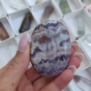 Chevron Amethyst Palm Stone (#22)