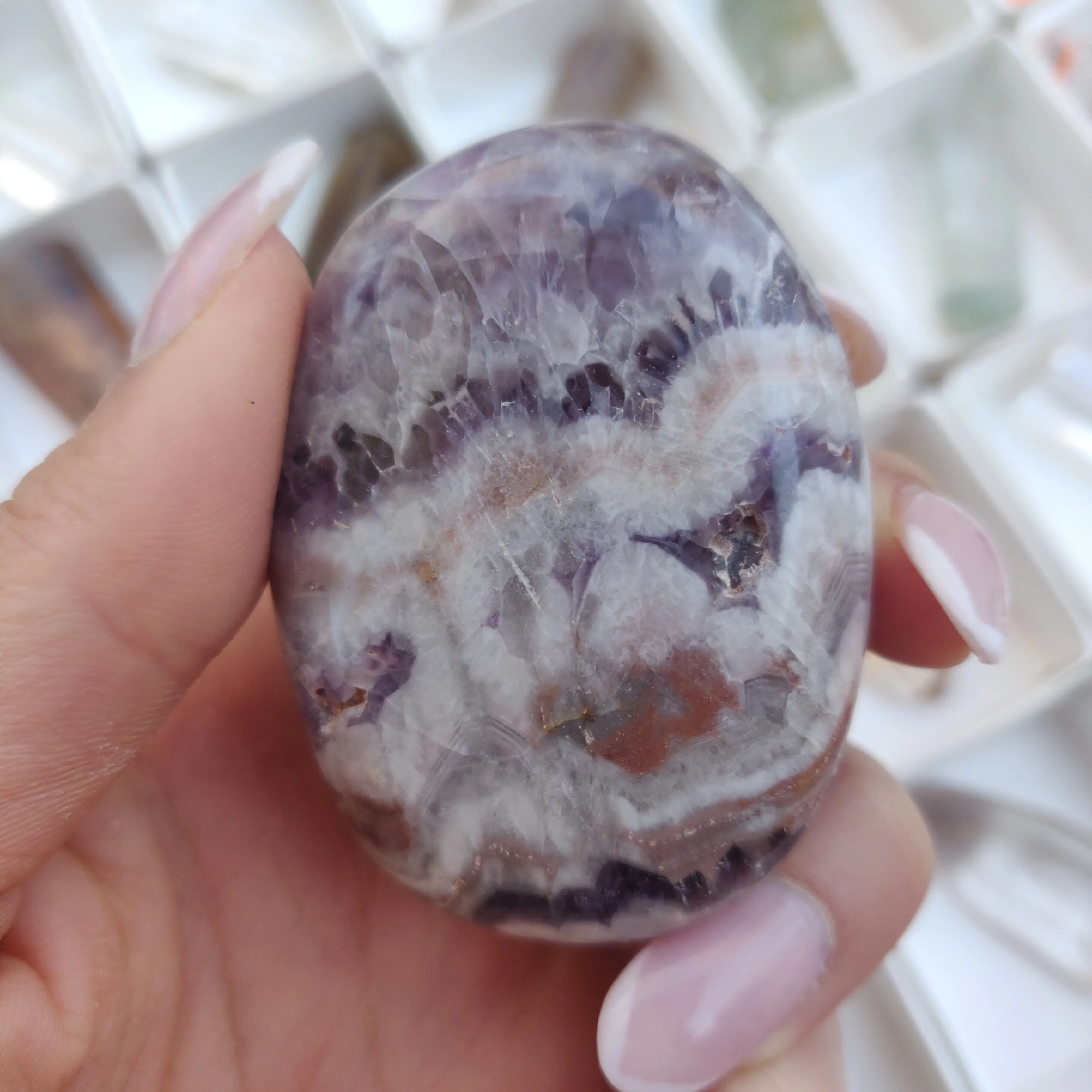 Chevron Amethyst Palm Stone (#22)