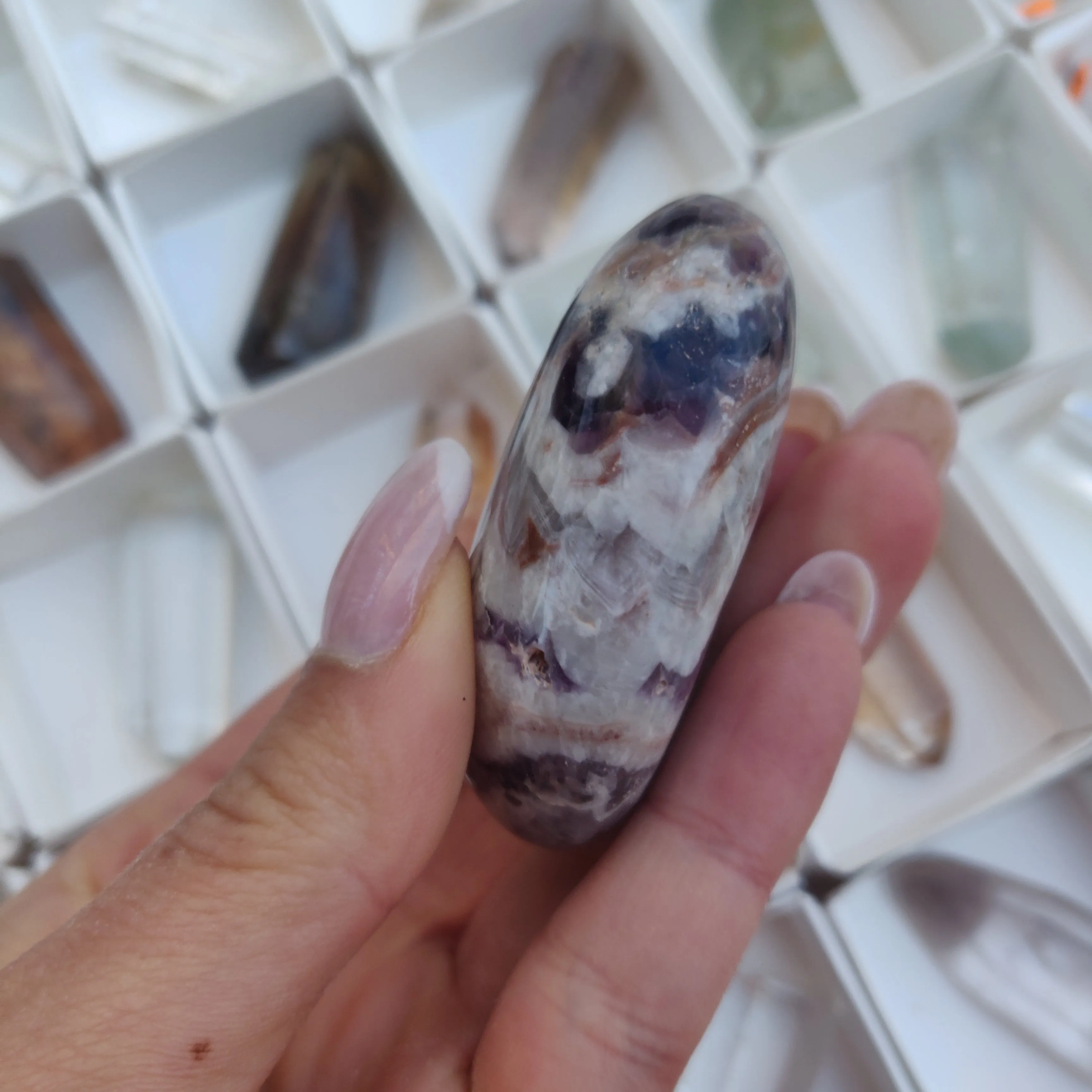 Chevron Amethyst Palm Stone (#22)