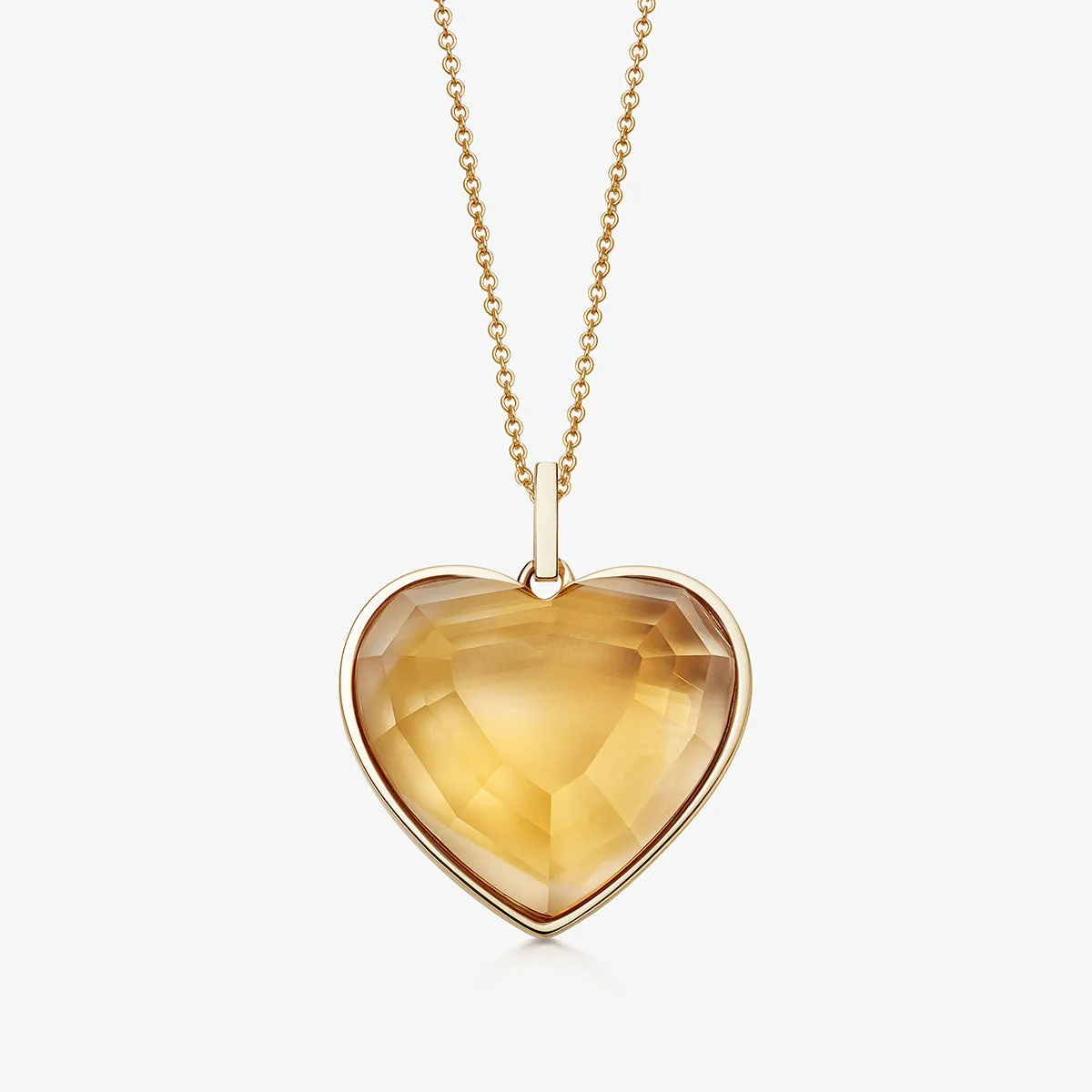 CITRINE HEART TALISMAN PENDANT NECKLACE GOLD (LARGE)