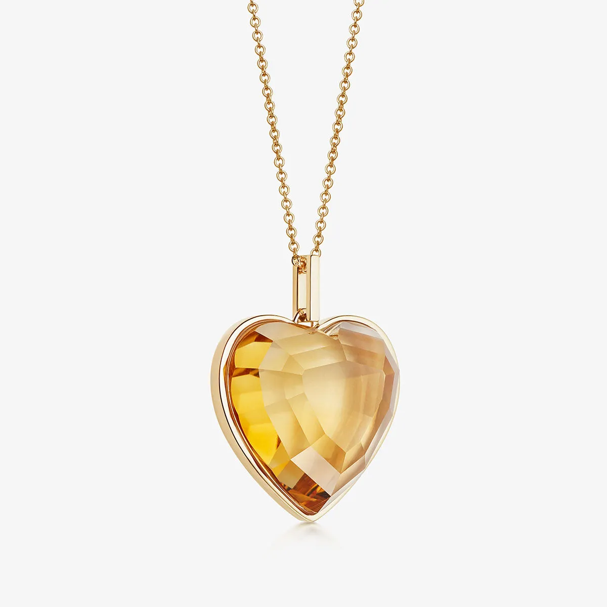 CITRINE HEART TALISMAN PENDANT NECKLACE GOLD (LARGE)