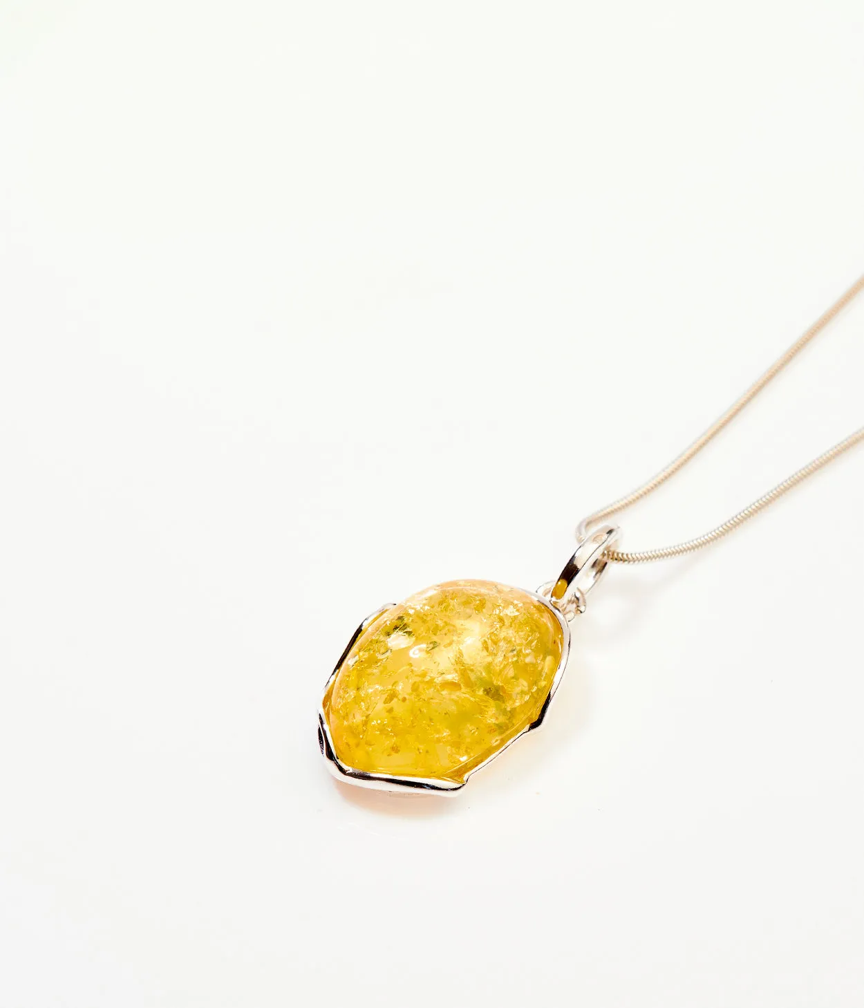 Citrus Tidal Pendant Necklace - Elegant Baltic Amber & Sterling Silver Jewelry