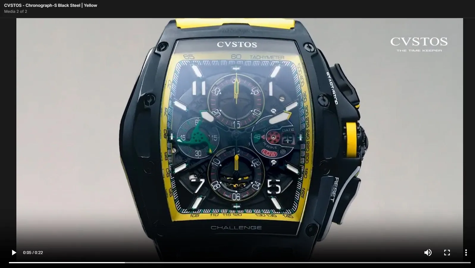 CVSTOS - Chronograph-S Black Steel | Yellow