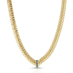 CZ Chevron Statement Necklace-Sapphire