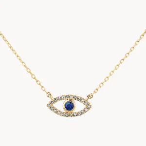 Diamond Evil Eye Necklace in 10k Gold