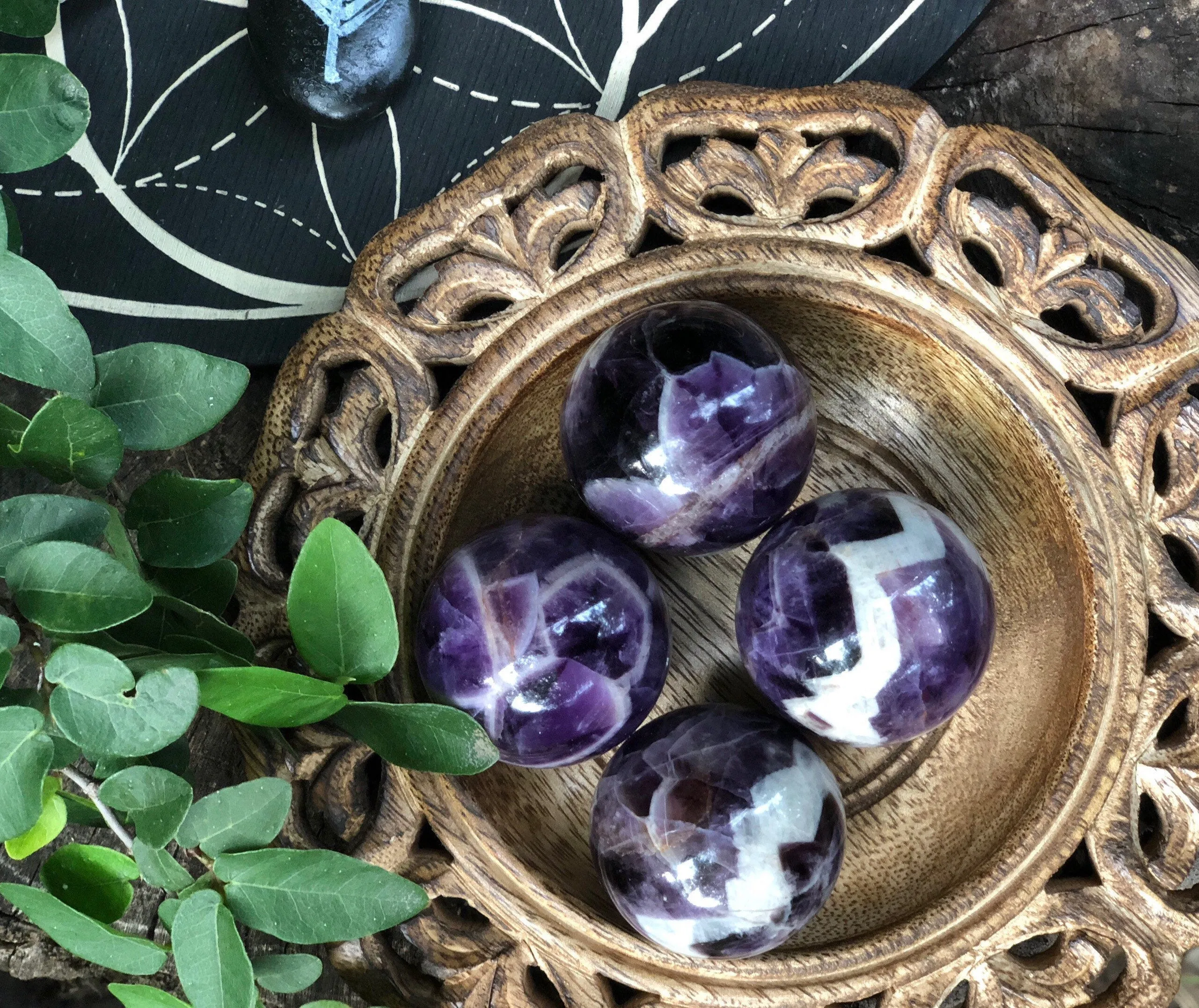 Dream Amethyst Crystal Sphere, Banded Amethyst, Psychic Stone