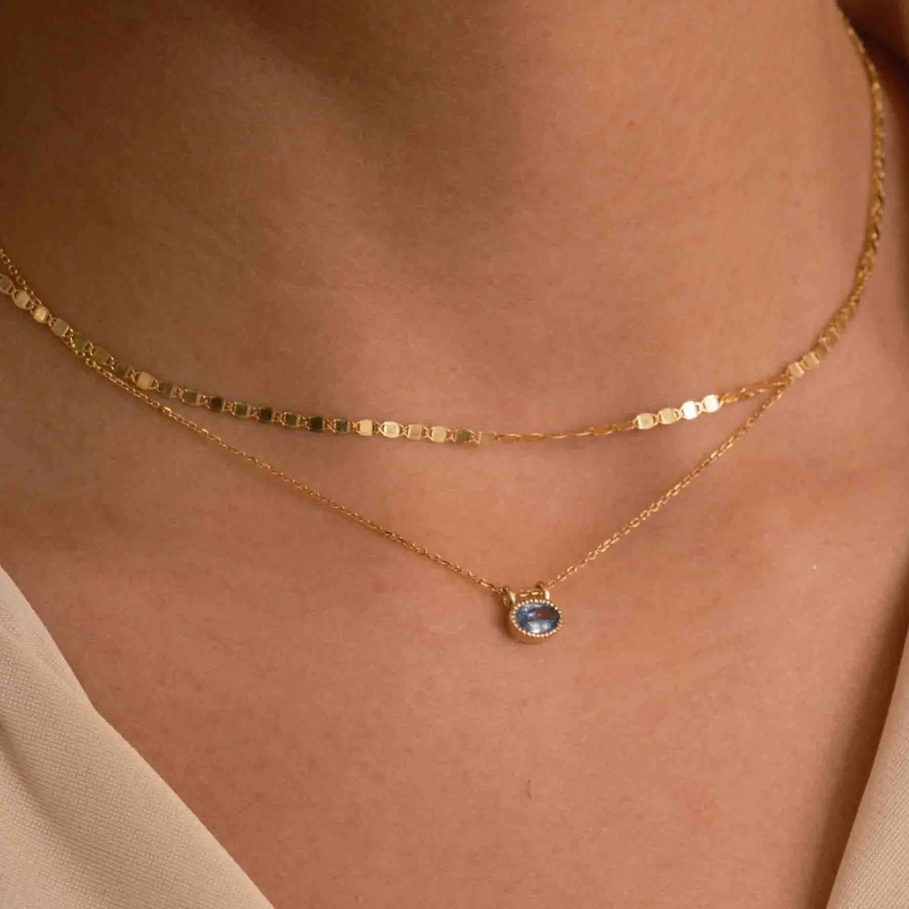 East West Blue Sapphire Necklace (ready to ship option)*