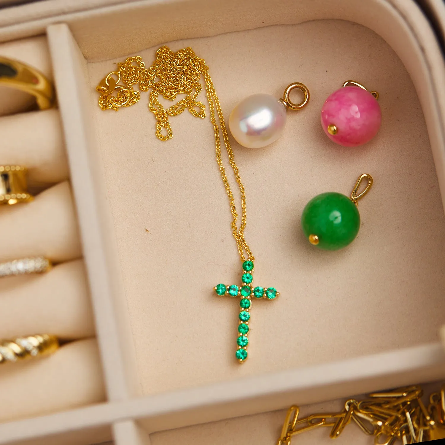 Emerald Cross Necklace