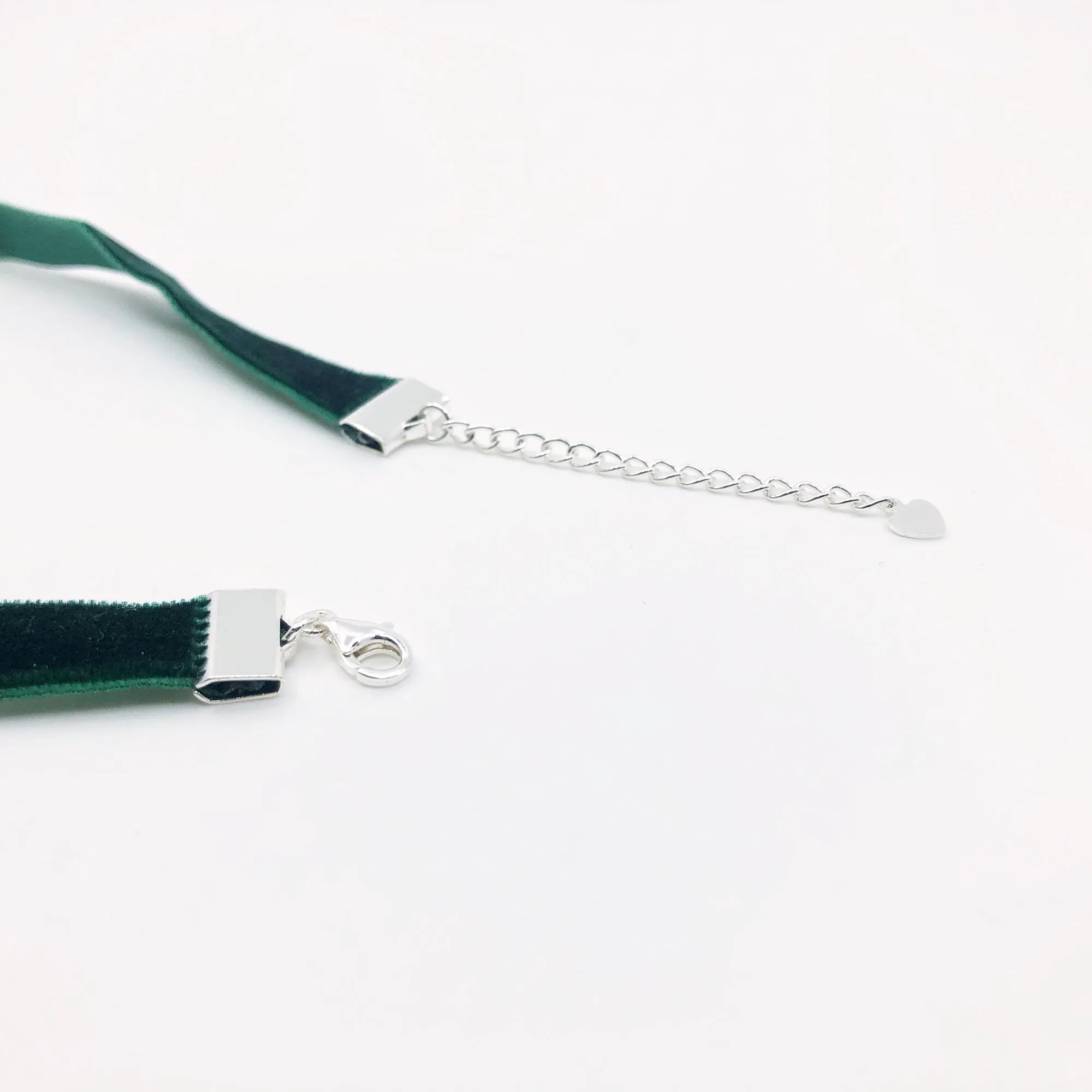 Emerald Green Velvet Choker Necklace with Adjustable Chain