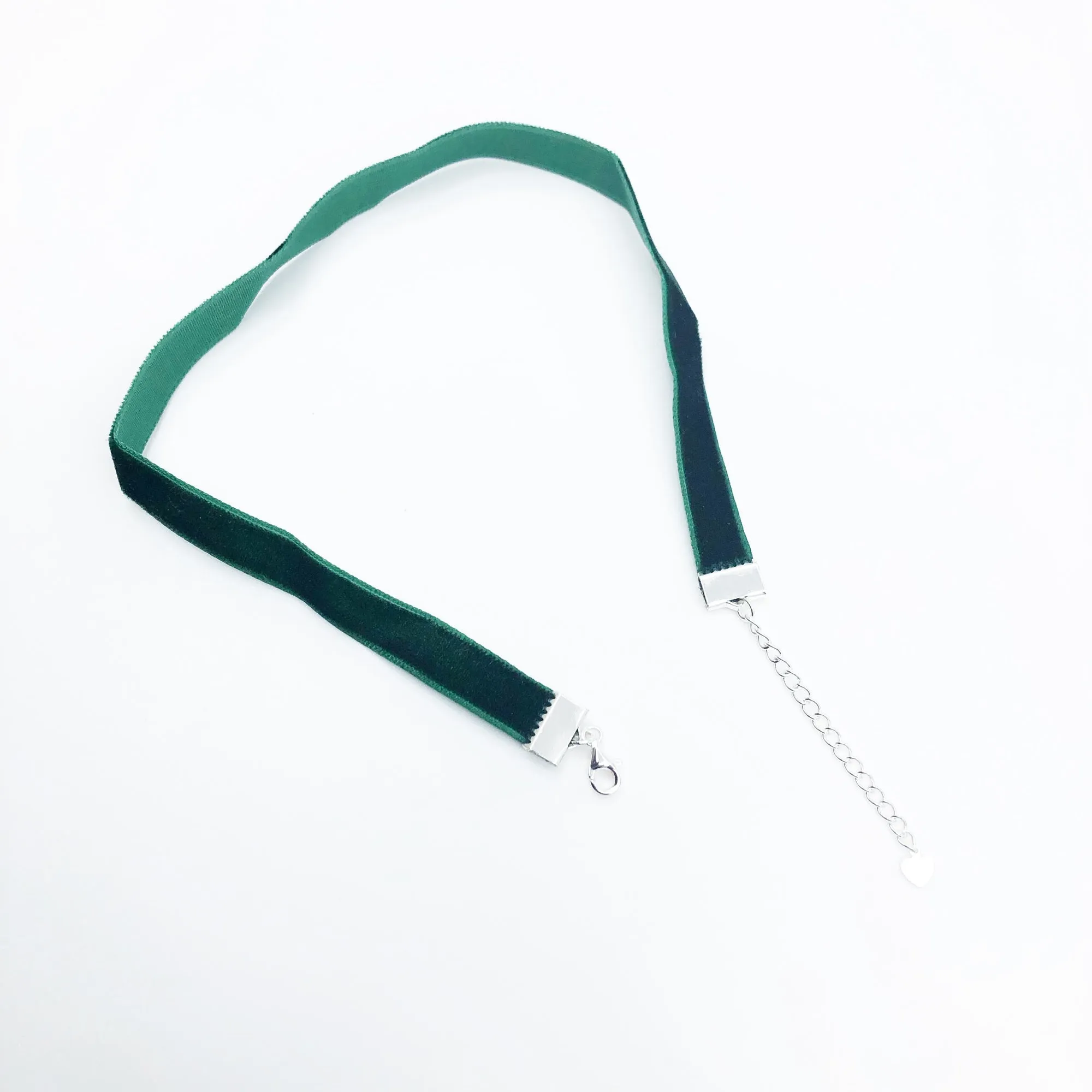 Emerald Green Velvet Choker Necklace with Adjustable Chain