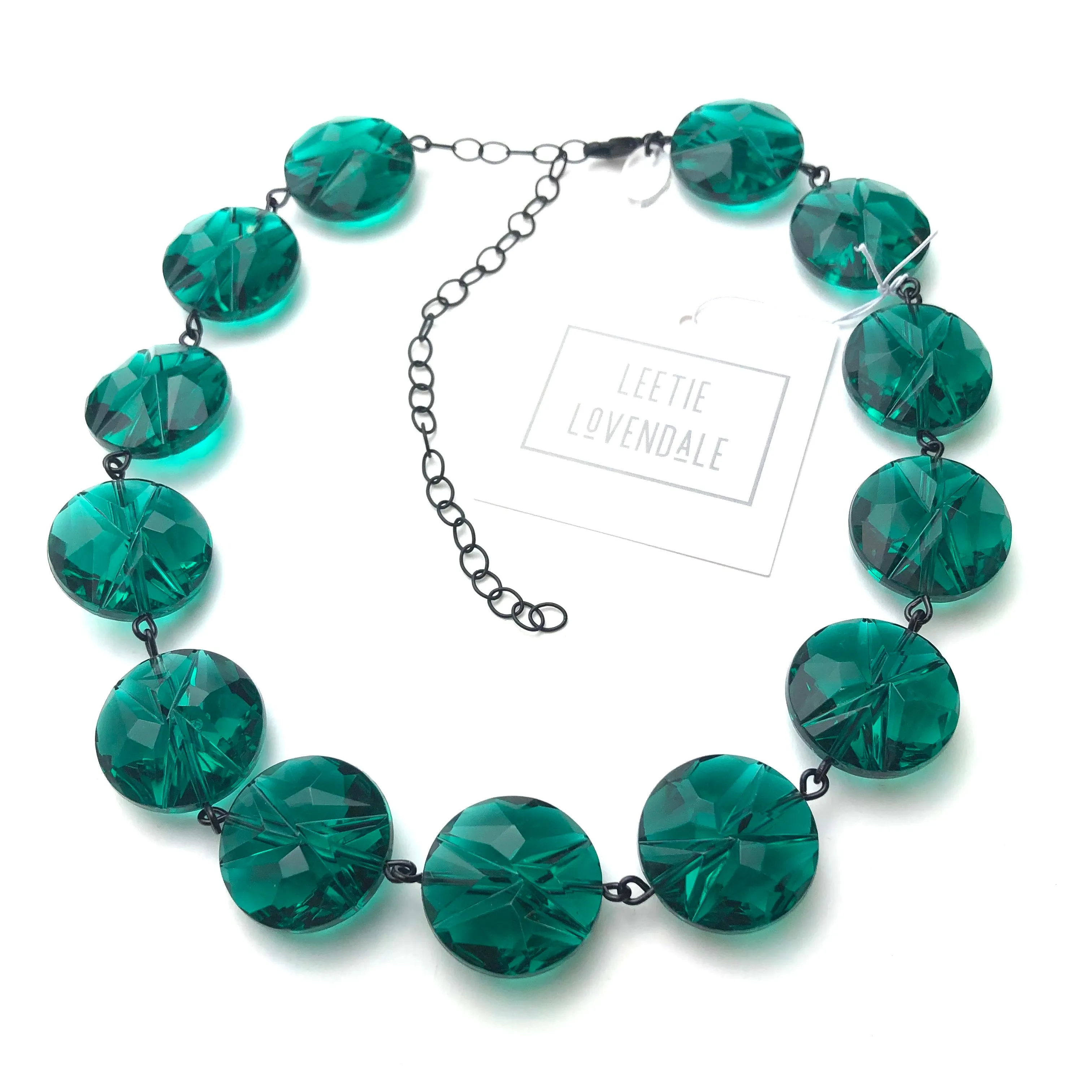 Emerald Jelly Jar Beaded Amelia Necklace