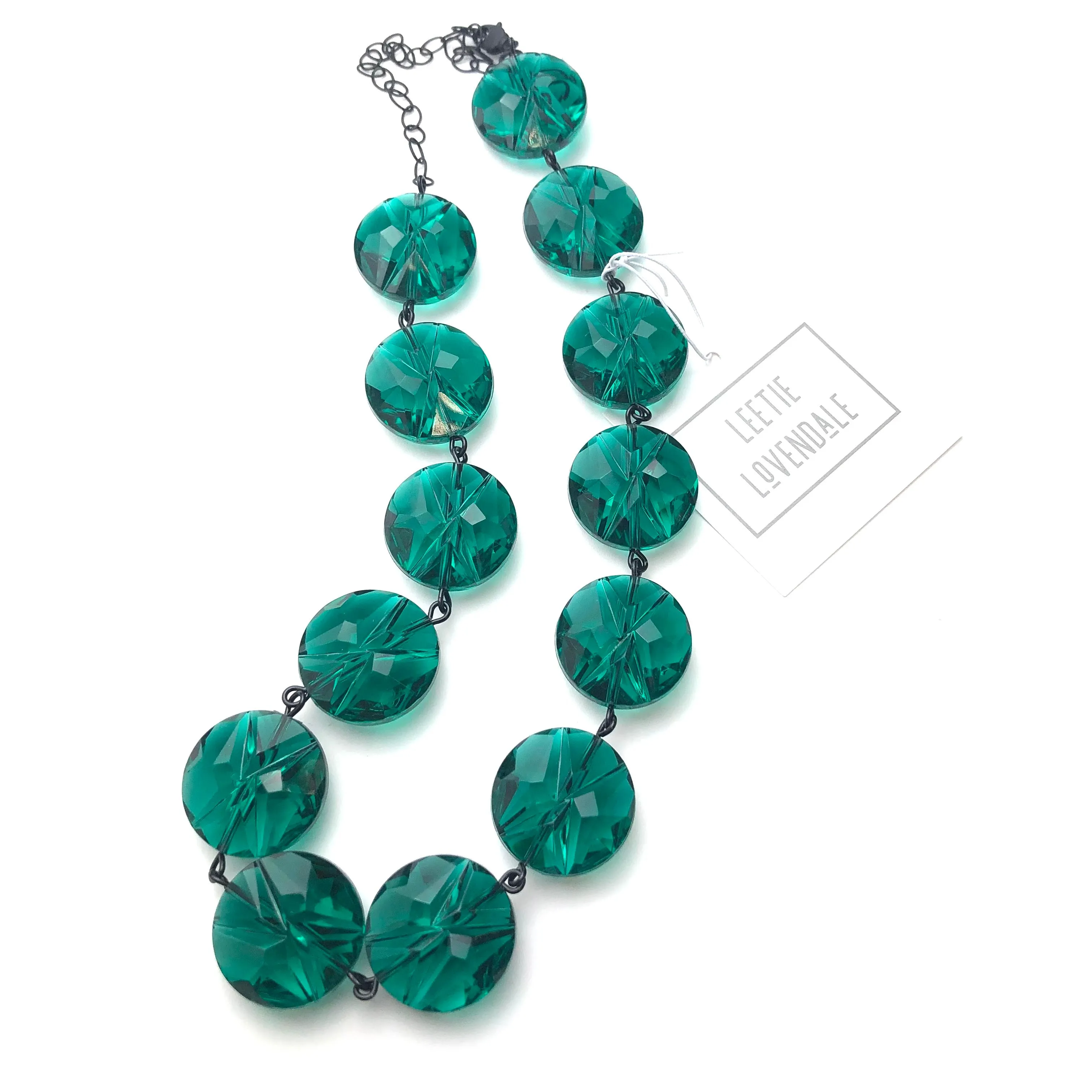 Emerald Jelly Jar Beaded Amelia Necklace