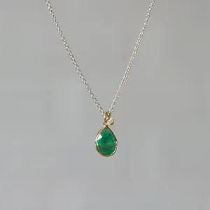 Emerald Sterling Silver and 14K Yellow Gold Theia Necklace #2