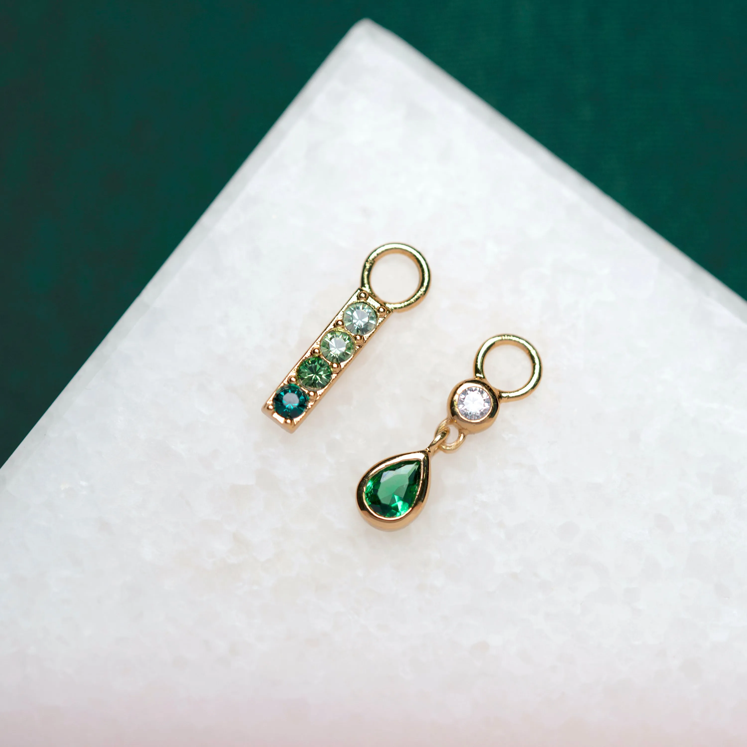 Emerald Teardrop Charm