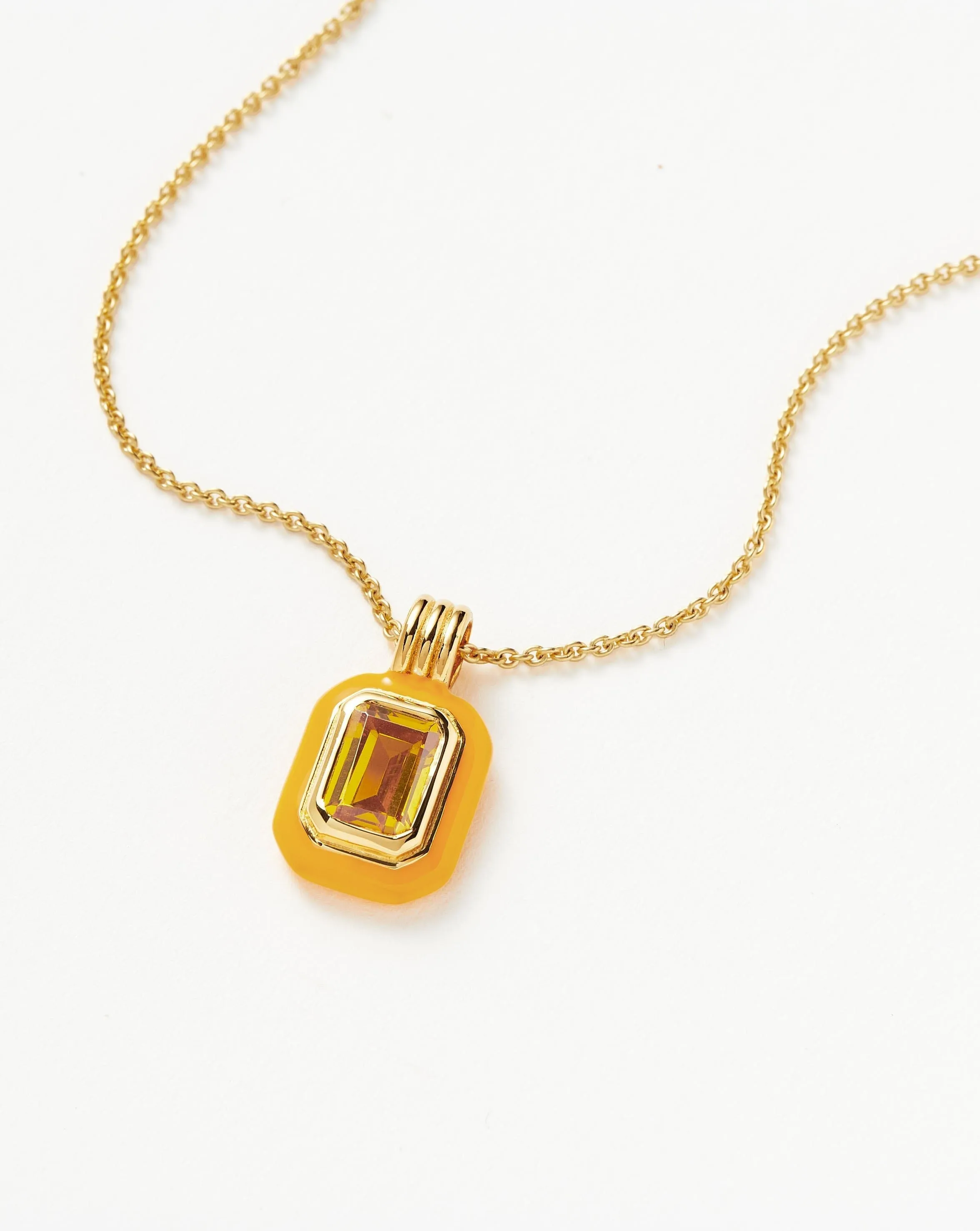 Enamel & Stone Pendant Necklace | 18k Gold Vermeil/Yellow Cubic Zirconia