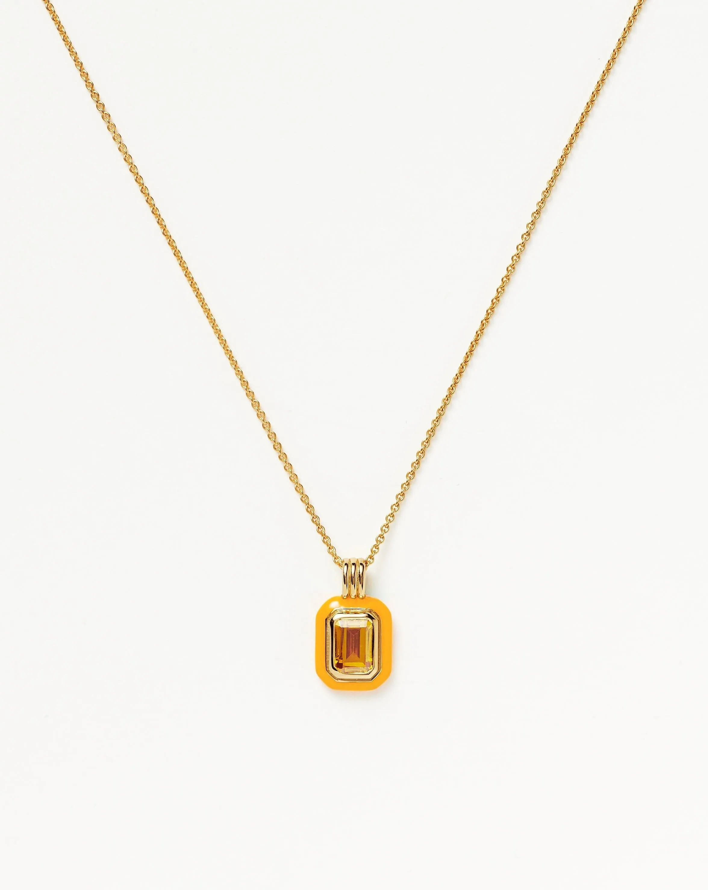 Enamel & Stone Pendant Necklace | 18k Gold Vermeil/Yellow Cubic Zirconia