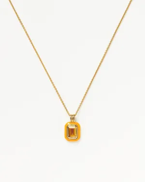 Enamel & Stone Pendant Necklace | 18k Gold Vermeil/Yellow Cubic Zirconia