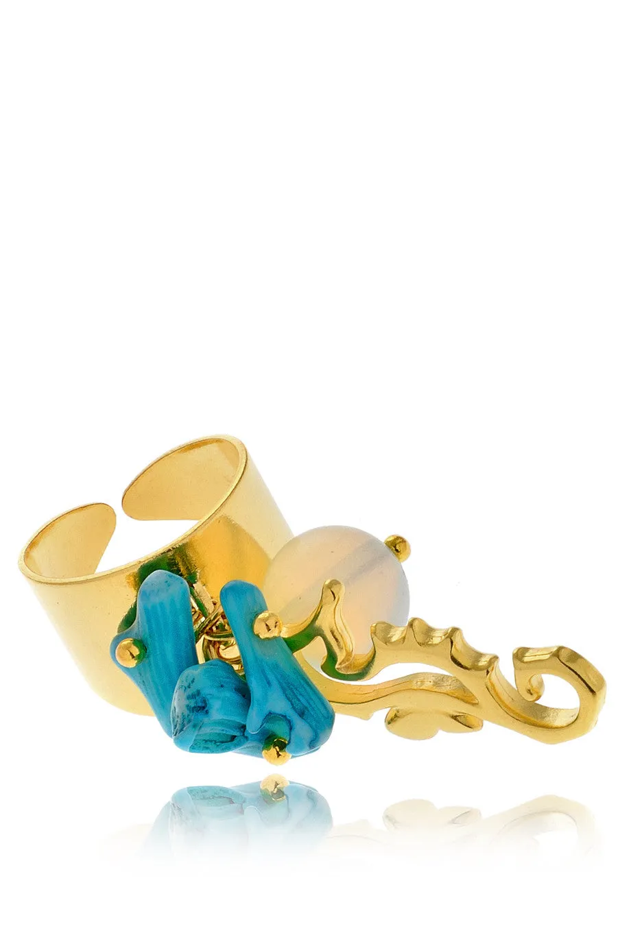 FABIO TOSI SEA HORSE Turquoise Chevalier Ring