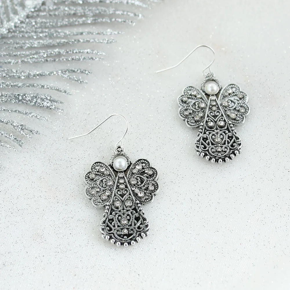 Filagree Angel Christmas Earrings