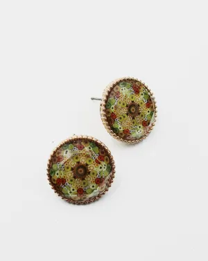 Flower Print Stud Earrings