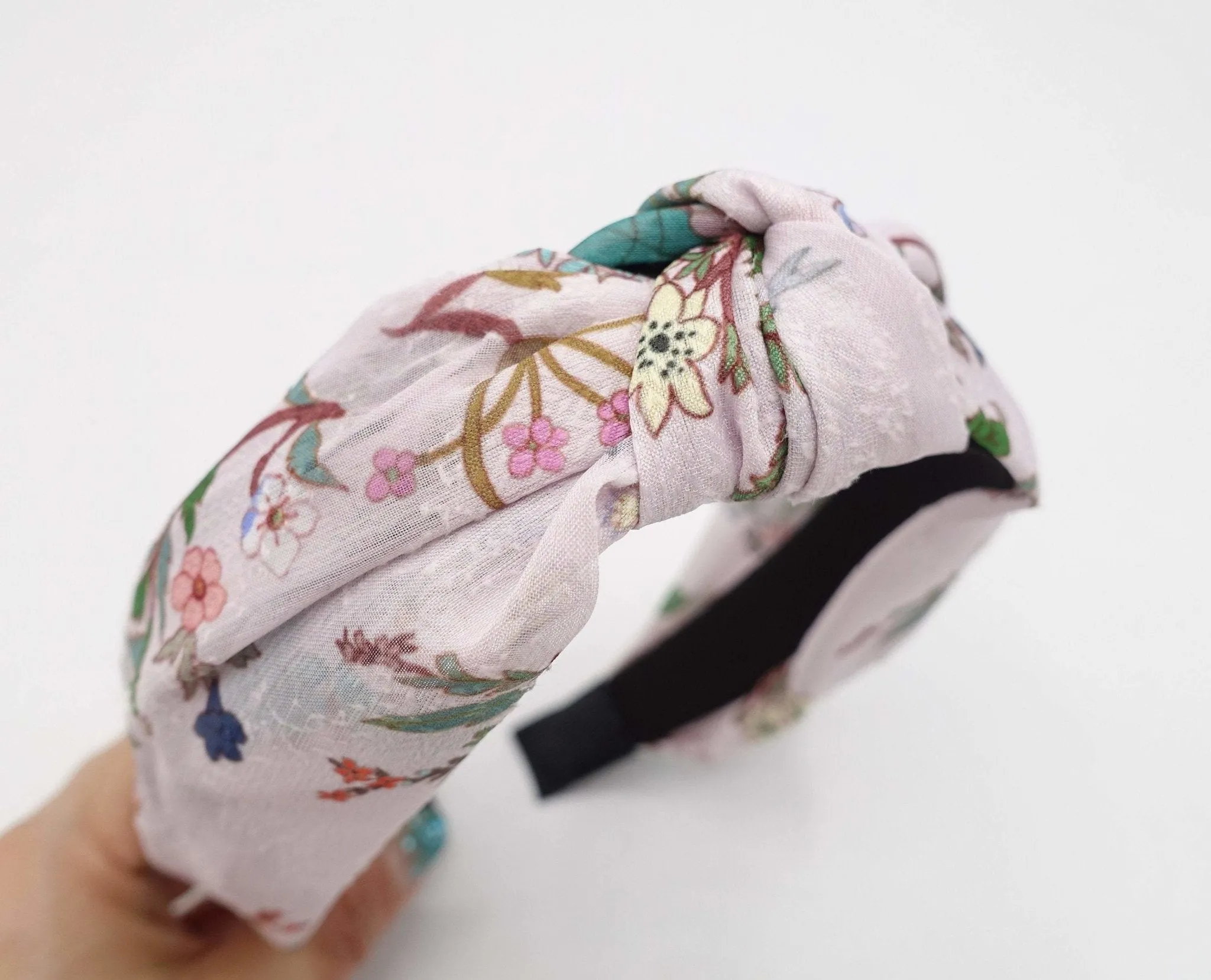 flower stem knot headband silk screen print chiffon hairband luxury women hair accessory