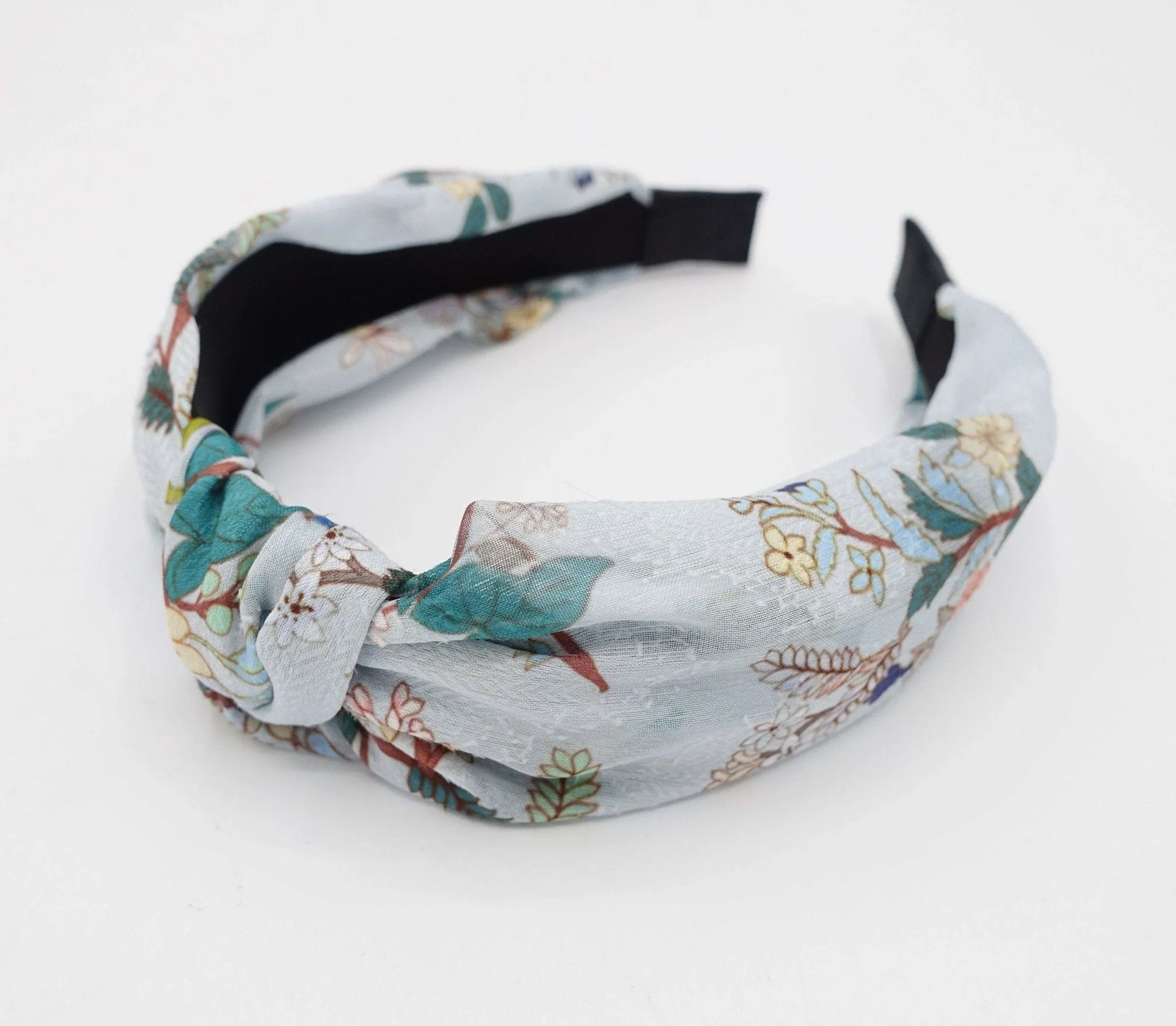 flower stem knot headband silk screen print chiffon hairband luxury women hair accessory