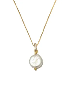 Freshwater Coin Pearl Necklace Gold